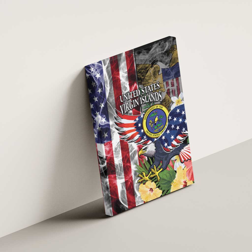US Virgin Islands USA Half Flag Canvas Wall Art Together We Grow Smoke Effect - Wonder Print Shop