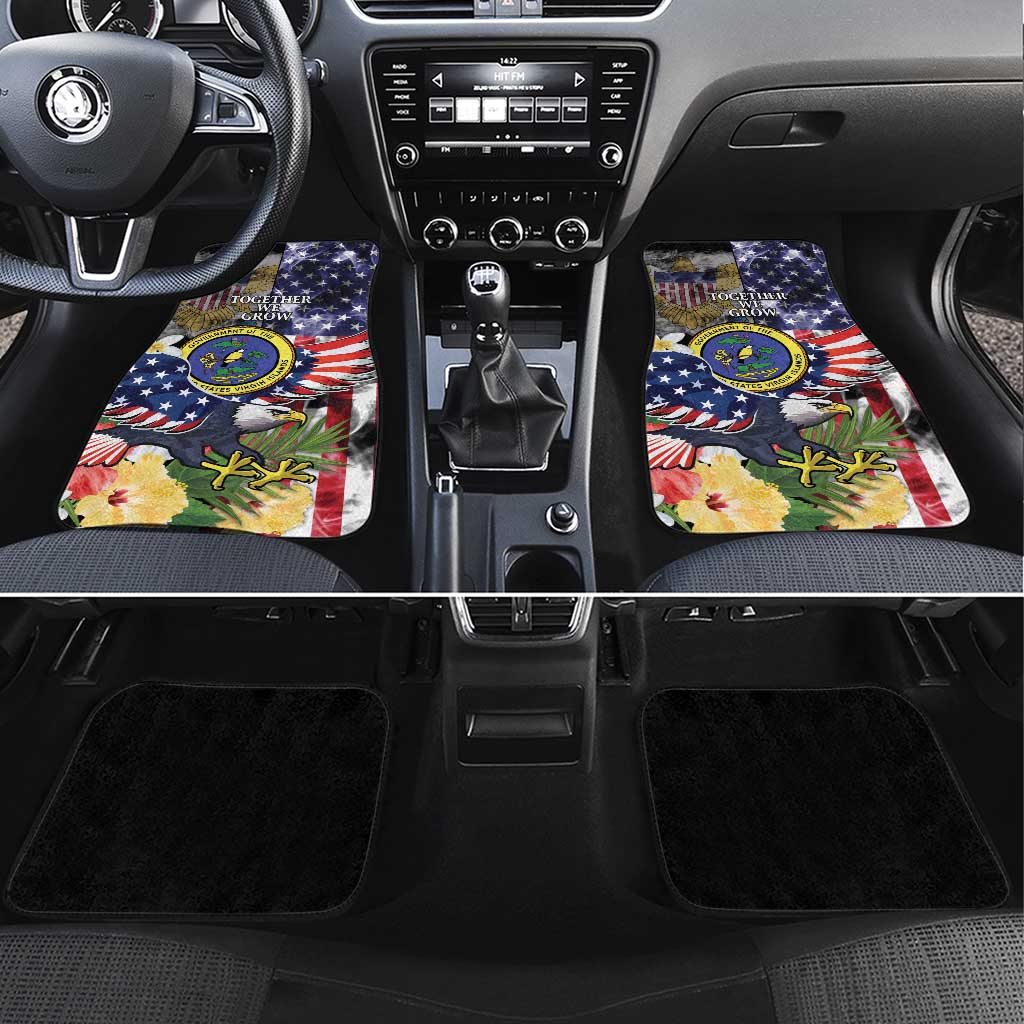 US Virgin Islands USA Half Flag Car Mats Together We Grow Smoke Effect - Wonder Print Shop