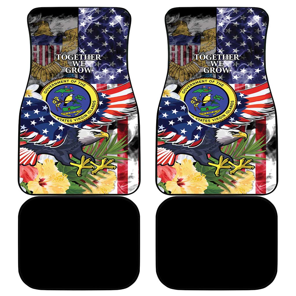 US Virgin Islands USA Half Flag Car Mats Together We Grow Smoke Effect - Wonder Print Shop