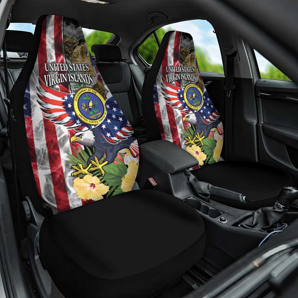 US Virgin Islands USA Half Flag Car Seat Cover Together We Grow Smoke Effect - Wonder Print Shop