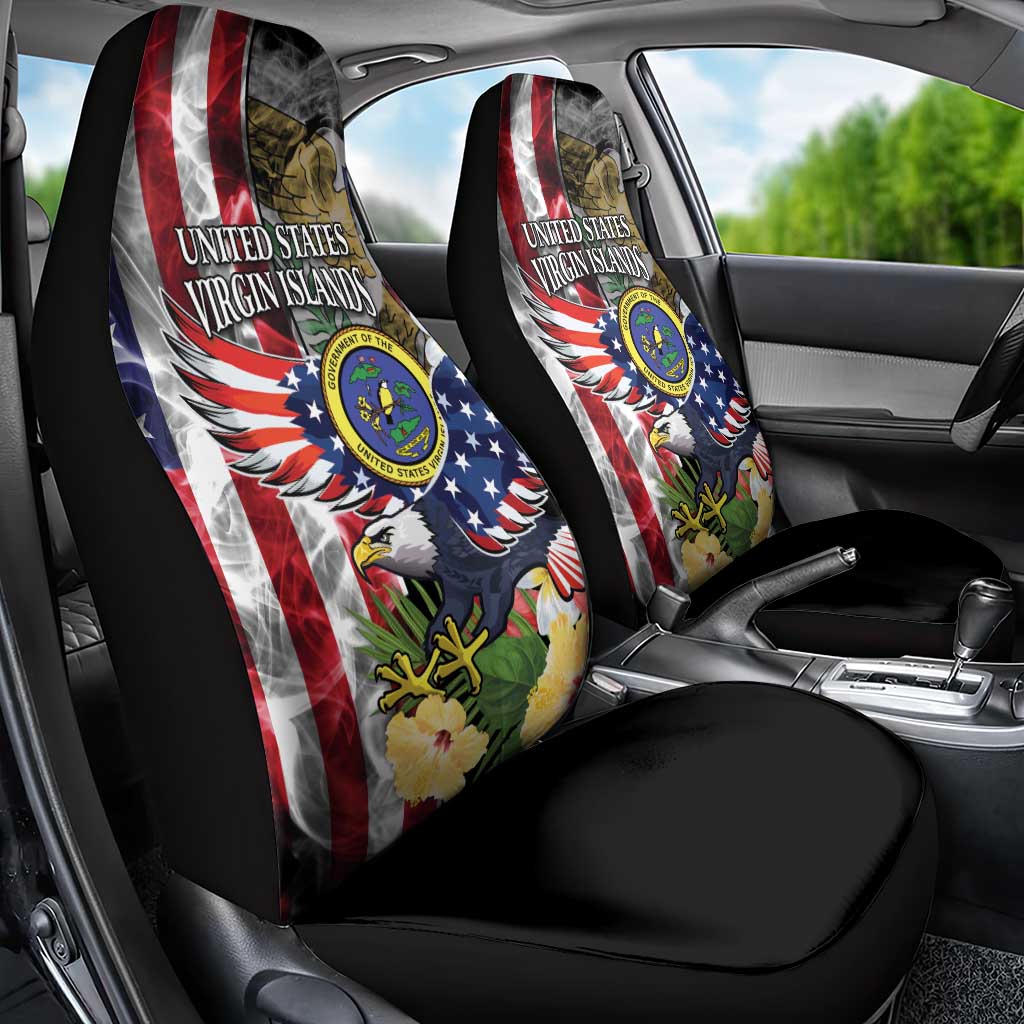 US Virgin Islands USA Half Flag Car Seat Cover Together We Grow Smoke Effect - Wonder Print Shop