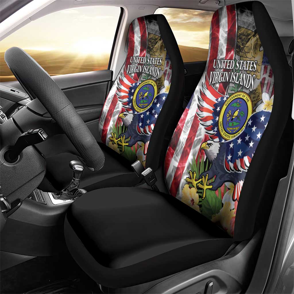 US Virgin Islands USA Half Flag Car Seat Cover Together We Grow Smoke Effect - Wonder Print Shop