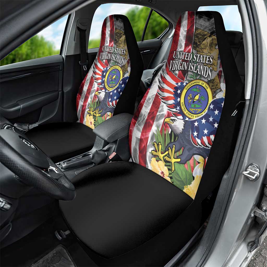 US Virgin Islands USA Half Flag Car Seat Cover Together We Grow Smoke Effect - Wonder Print Shop