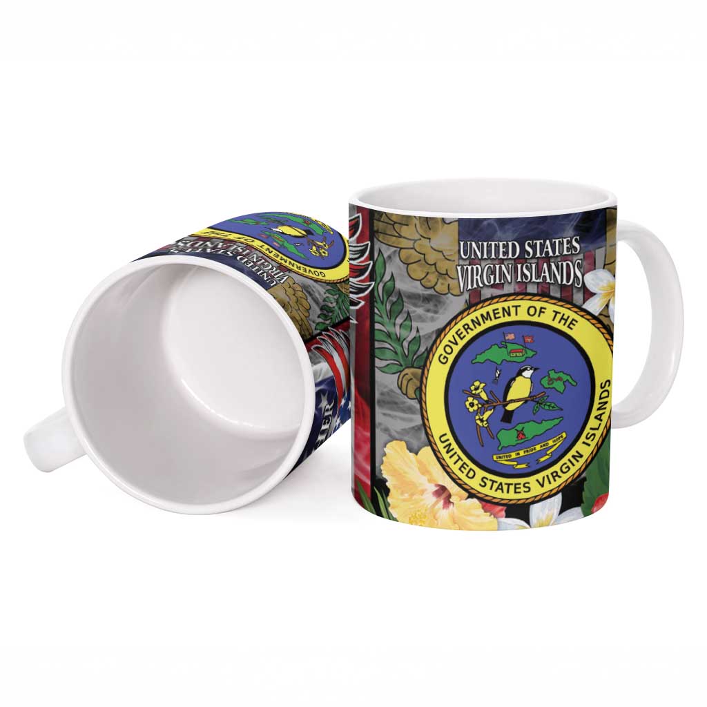 US Virgin Islands USA Half Flag Ceramic Mug Together We Grow Smoke Effect - Wonder Print Shop
