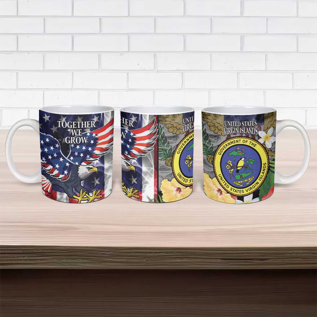 US Virgin Islands USA Half Flag Ceramic Mug Together We Grow Smoke Effect - Wonder Print Shop