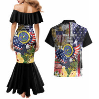 US Virgin Islands USA Half Flag Couples Matching Mermaid Dress and Hawaiian Shirt Together We Grow Smoke Effect - Wonder Print Shop