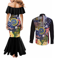 US Virgin Islands USA Half Flag Couples Matching Mermaid Dress and Long Sleeve Button Shirt Together We Grow Smoke Effect - Wonder Print Shop