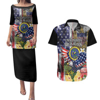 US Virgin Islands USA Half Flag Couples Matching Puletasi and Hawaiian Shirt Together We Grow Smoke Effect - Wonder Print Shop