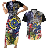 US Virgin Islands USA Half Flag Couples Matching Short Sleeve Bodycon Dress and Hawaiian Shirt Together We Grow Smoke Effect - Wonder Print Shop