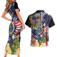 US Virgin Islands USA Half Flag Couples Matching Short Sleeve Bodycon Dress and Hawaiian Shirt Together We Grow Smoke Effect - Wonder Print Shop