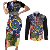 US Virgin Islands USA Half Flag Couples Matching Short Sleeve Bodycon Dress and Long Sleeve Button Shirt Together We Grow Smoke Effect - Wonder Print Shop