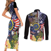 US Virgin Islands USA Half Flag Couples Matching Short Sleeve Bodycon Dress and Long Sleeve Button Shirt Together We Grow Smoke Effect - Wonder Print Shop