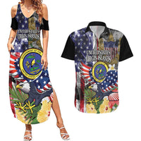 US Virgin Islands USA Half Flag Couples Matching Summer Maxi Dress and Hawaiian Shirt Together We Grow Smoke Effect - Wonder Print Shop