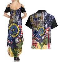 US Virgin Islands USA Half Flag Couples Matching Summer Maxi Dress and Hawaiian Shirt Together We Grow Smoke Effect - Wonder Print Shop