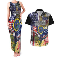 US Virgin Islands USA Half Flag Couples Matching Tank Maxi Dress and Hawaiian Shirt Together We Grow Smoke Effect - Wonder Print Shop