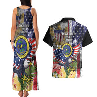 US Virgin Islands USA Half Flag Couples Matching Tank Maxi Dress and Hawaiian Shirt Together We Grow Smoke Effect - Wonder Print Shop