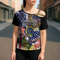 US Virgin Islands USA Half Flag Cross Shoulder Shirt Together We Grow Smoke Effect - Wonder Print Shop