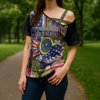 US Virgin Islands USA Half Flag Cross Shoulder Shirt Together We Grow Smoke Effect - Wonder Print Shop