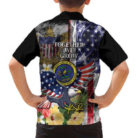 US Virgin Islands USA Half Flag Family Matching Long Sleeve Bodycon Dress and Hawaiian Shirt Together We Grow Smoke Effect - Wonder Print Shop