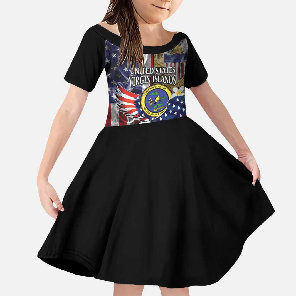US Virgin Islands USA Half Flag Family Matching Long Sleeve Bodycon Dress and Hawaiian Shirt Together We Grow Smoke Effect - Wonder Print Shop