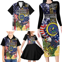 US Virgin Islands USA Half Flag Family Matching Long Sleeve Bodycon Dress and Hawaiian Shirt Together We Grow Smoke Effect - Wonder Print Shop