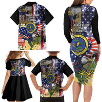 US Virgin Islands USA Half Flag Family Matching Long Sleeve Bodycon Dress and Hawaiian Shirt Together We Grow Smoke Effect - Wonder Print Shop