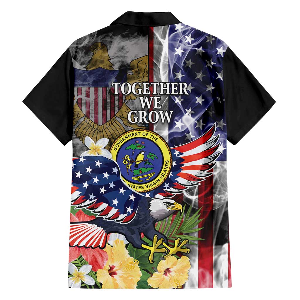 US Virgin Islands USA Half Flag Family Matching Long Sleeve Bodycon Dress and Hawaiian Shirt Together We Grow Smoke Effect - Wonder Print Shop
