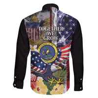 US Virgin Islands USA Half Flag Family Matching Long Sleeve Bodycon Dress and Hawaiian Shirt Together We Grow Smoke Effect - Wonder Print Shop