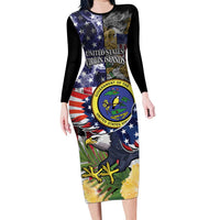 US Virgin Islands USA Half Flag Family Matching Long Sleeve Bodycon Dress and Hawaiian Shirt Together We Grow Smoke Effect - Wonder Print Shop