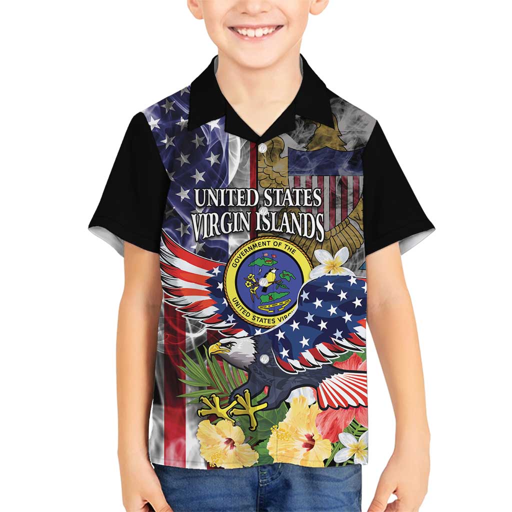US Virgin Islands USA Half Flag Family Matching Long Sleeve Bodycon Dress and Hawaiian Shirt Together We Grow Smoke Effect - Wonder Print Shop