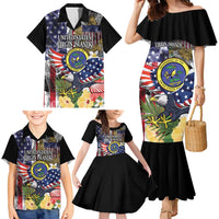 US Virgin Islands USA Half Flag Family Matching Mermaid Dress and Hawaiian Shirt Together We Grow Smoke Effect - Wonder Print Shop
