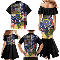 US Virgin Islands USA Half Flag Family Matching Mermaid Dress and Hawaiian Shirt Together We Grow Smoke Effect - Wonder Print Shop