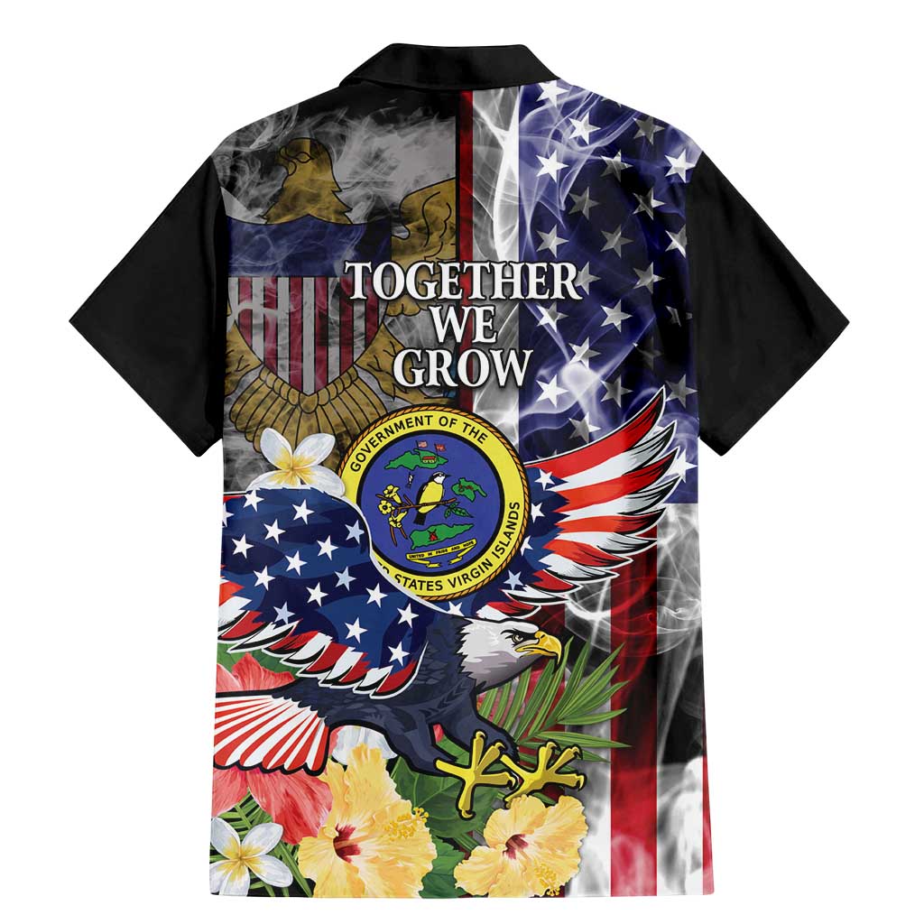 US Virgin Islands USA Half Flag Family Matching Mermaid Dress and Hawaiian Shirt Together We Grow Smoke Effect - Wonder Print Shop