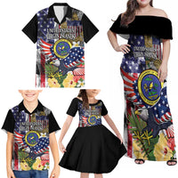 US Virgin Islands USA Half Flag Family Matching Off Shoulder Maxi Dress and Hawaiian Shirt Together We Grow Smoke Effect - Wonder Print Shop
