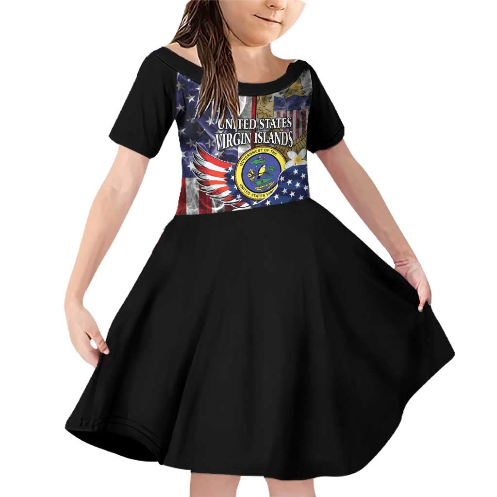 US Virgin Islands USA Half Flag Family Matching Off Shoulder Short Dress and Hawaiian Shirt Together We Grow Smoke Effect - Wonder Print Shop