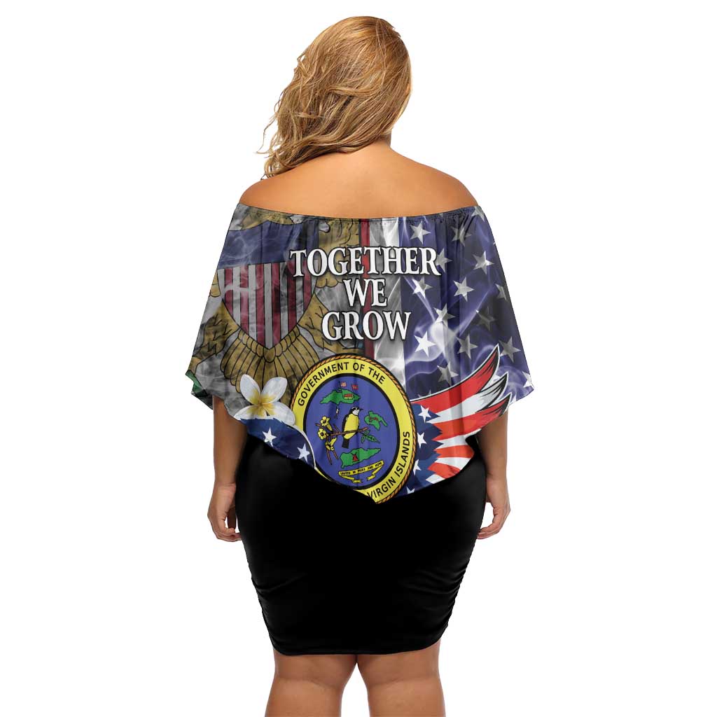 US Virgin Islands USA Half Flag Family Matching Off Shoulder Short Dress and Hawaiian Shirt Together We Grow Smoke Effect - Wonder Print Shop