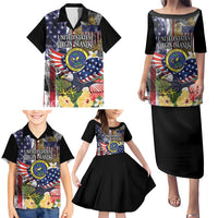 US Virgin Islands USA Half Flag Family Matching Puletasi and Hawaiian Shirt Together We Grow Smoke Effect - Wonder Print Shop