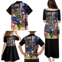 US Virgin Islands USA Half Flag Family Matching Puletasi and Hawaiian Shirt Together We Grow Smoke Effect - Wonder Print Shop