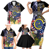 US Virgin Islands USA Half Flag Family Matching Short Sleeve Bodycon Dress and Hawaiian Shirt Together We Grow Smoke Effect - Wonder Print Shop