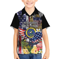 US Virgin Islands USA Half Flag Family Matching Short Sleeve Bodycon Dress and Hawaiian Shirt Together We Grow Smoke Effect - Wonder Print Shop
