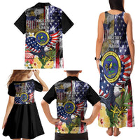 US Virgin Islands USA Half Flag Family Matching Tank Maxi Dress and Hawaiian Shirt Together We Grow Smoke Effect - Wonder Print Shop