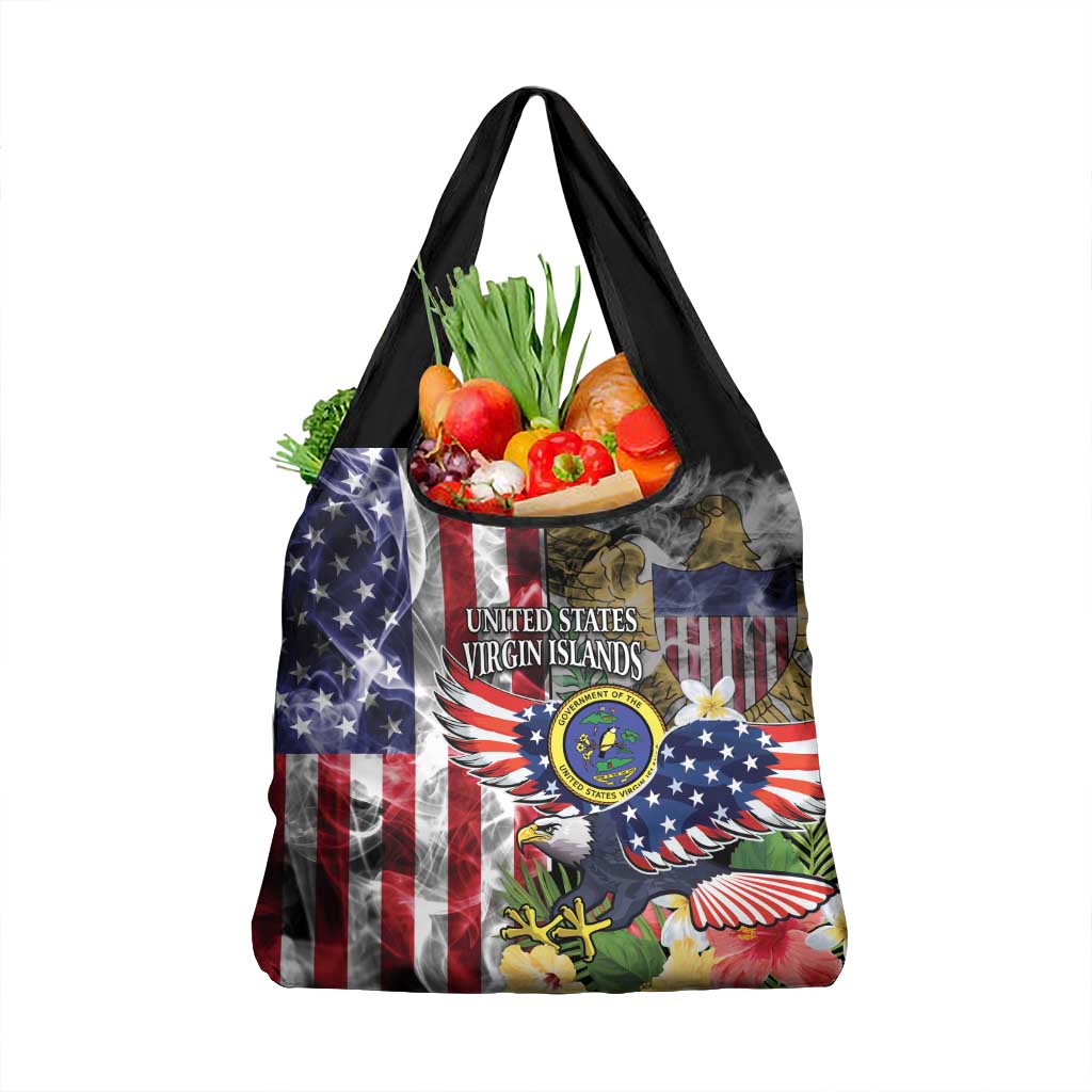 US Virgin Islands USA Half Flag Grocery Bag Together We Grow Smoke Effect - Wonder Print Shop