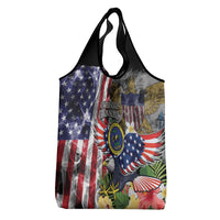 US Virgin Islands USA Half Flag Grocery Bag Together We Grow Smoke Effect - Wonder Print Shop