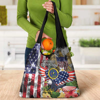 US Virgin Islands USA Half Flag Grocery Bag Together We Grow Smoke Effect - Wonder Print Shop