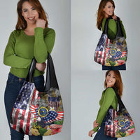 US Virgin Islands USA Half Flag Grocery Bag Together We Grow Smoke Effect - Wonder Print Shop