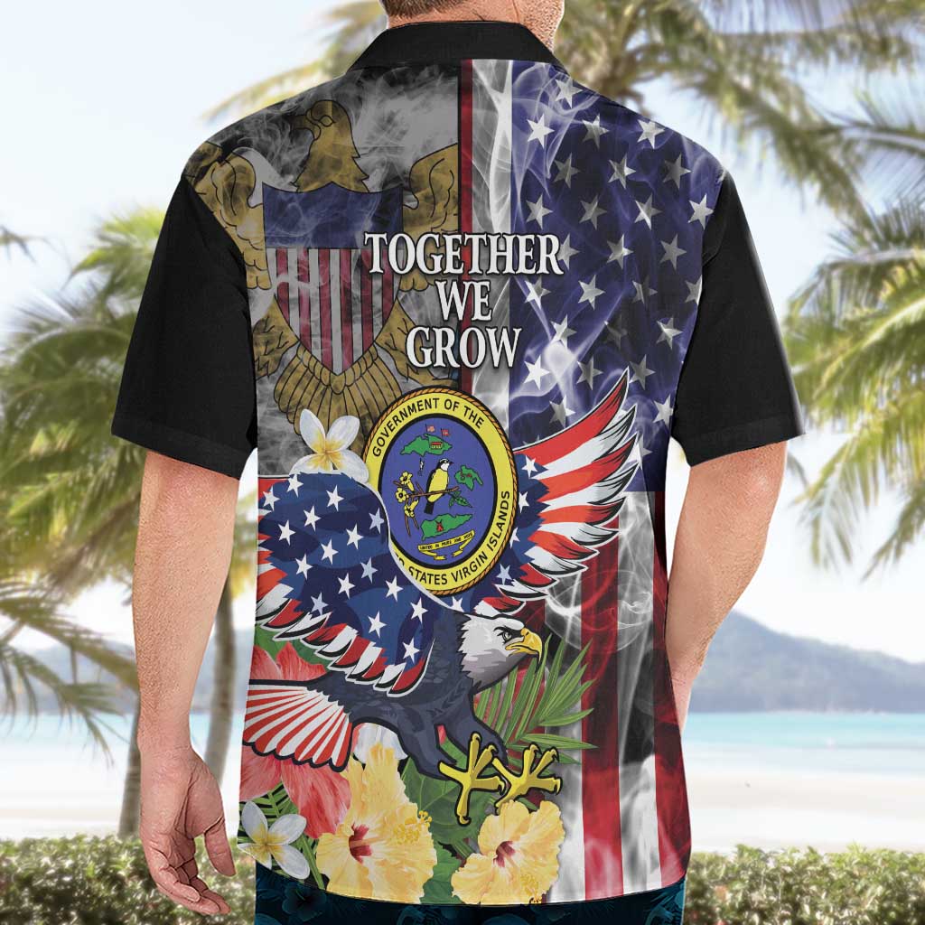US Virgin Islands USA Half Flag Hawaiian Shirt Together We Grow Smoke Effect - Wonder Print Shop