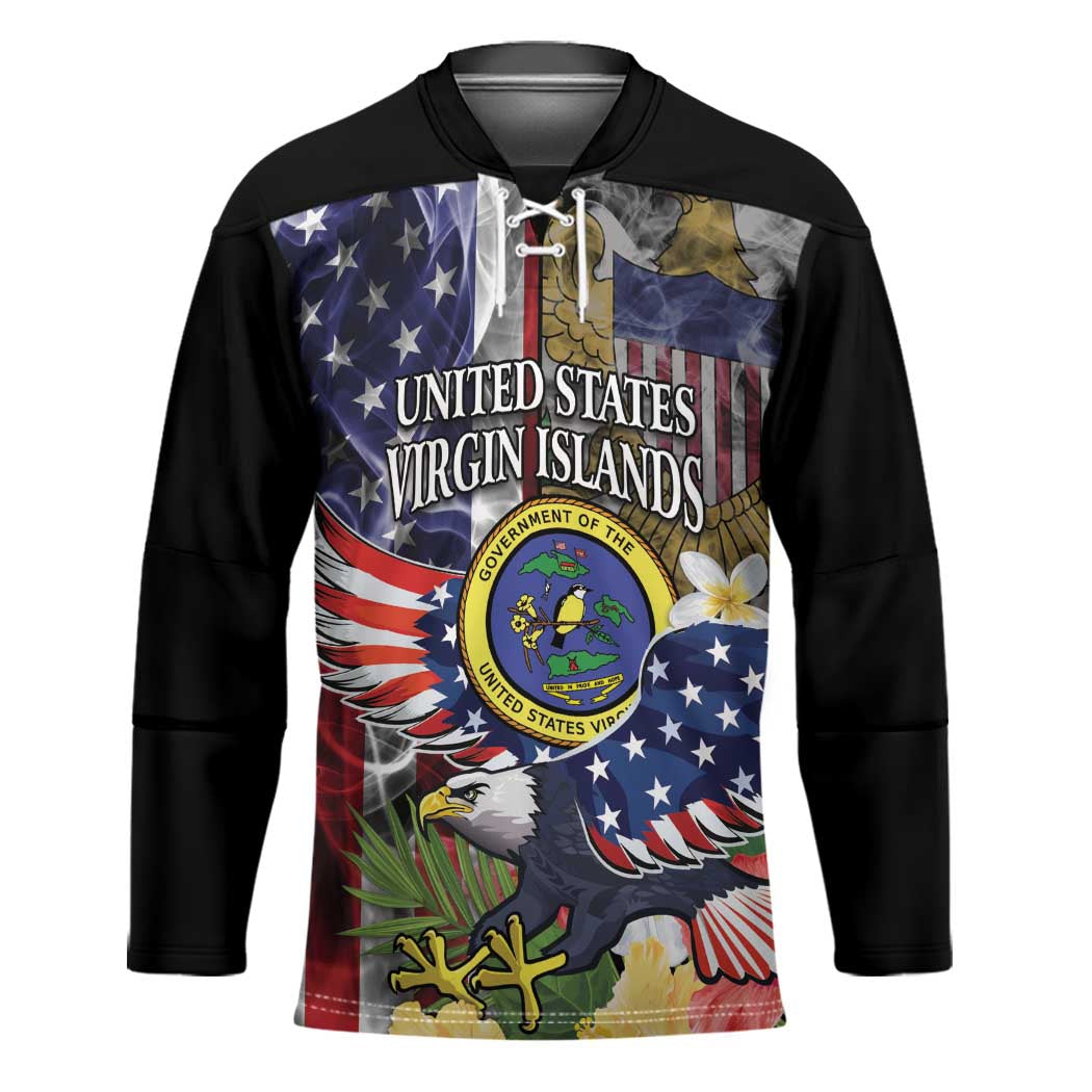 US Virgin Islands USA Half Flag Hockey Jersey Together We Grow Smoke Effect - Wonder Print Shop