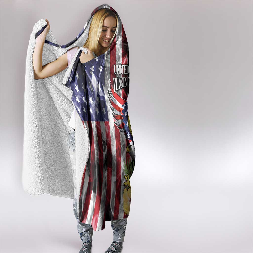 US Virgin Islands USA Half Flag Hooded Blanket Together We Grow Smoke Effect - Wonder Print Shop