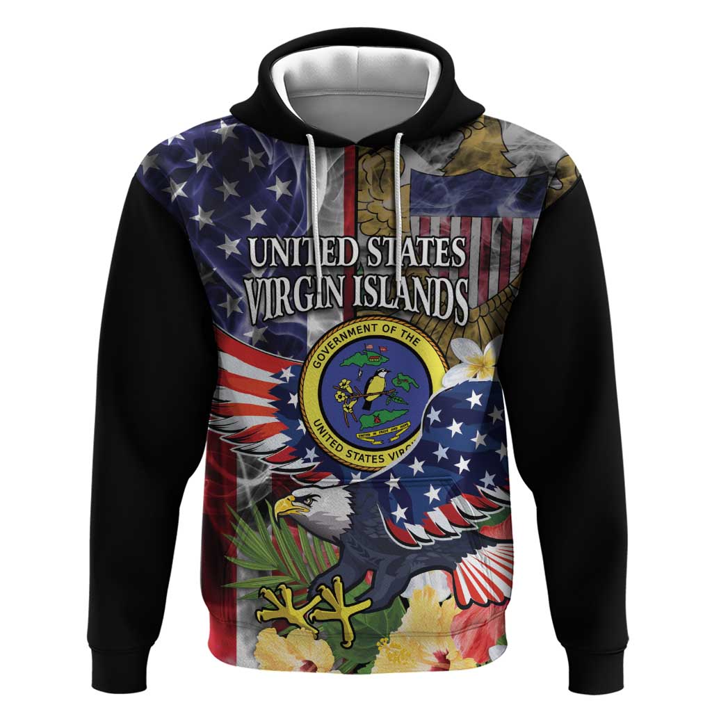 US Virgin Islands USA Half Flag Hoodie Together We Grow Smoke Effect - Wonder Print Shop