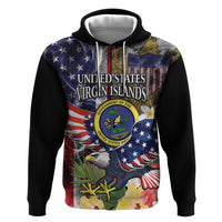 US Virgin Islands USA Half Flag Hoodie Together We Grow Smoke Effect - Wonder Print Shop